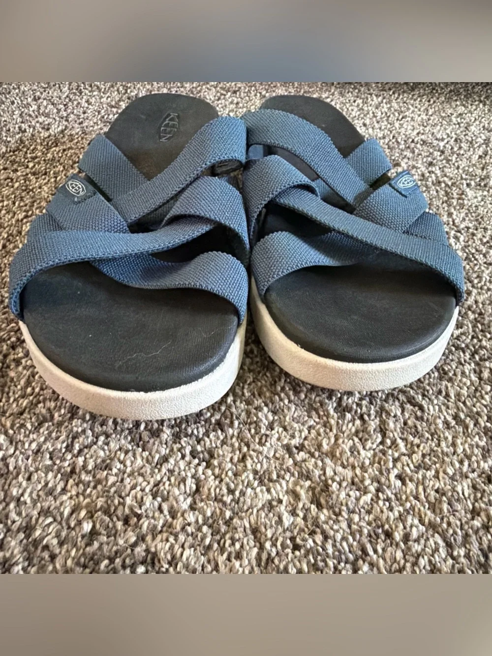 Keen Navy Blue Elle Slides Crisscross Strap Sandals